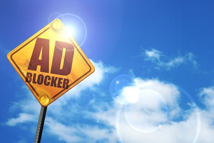 Ad blocker sign with sunny background