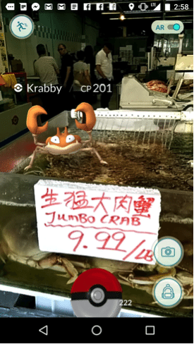 Krabby Pokemon location in Pokemon Go